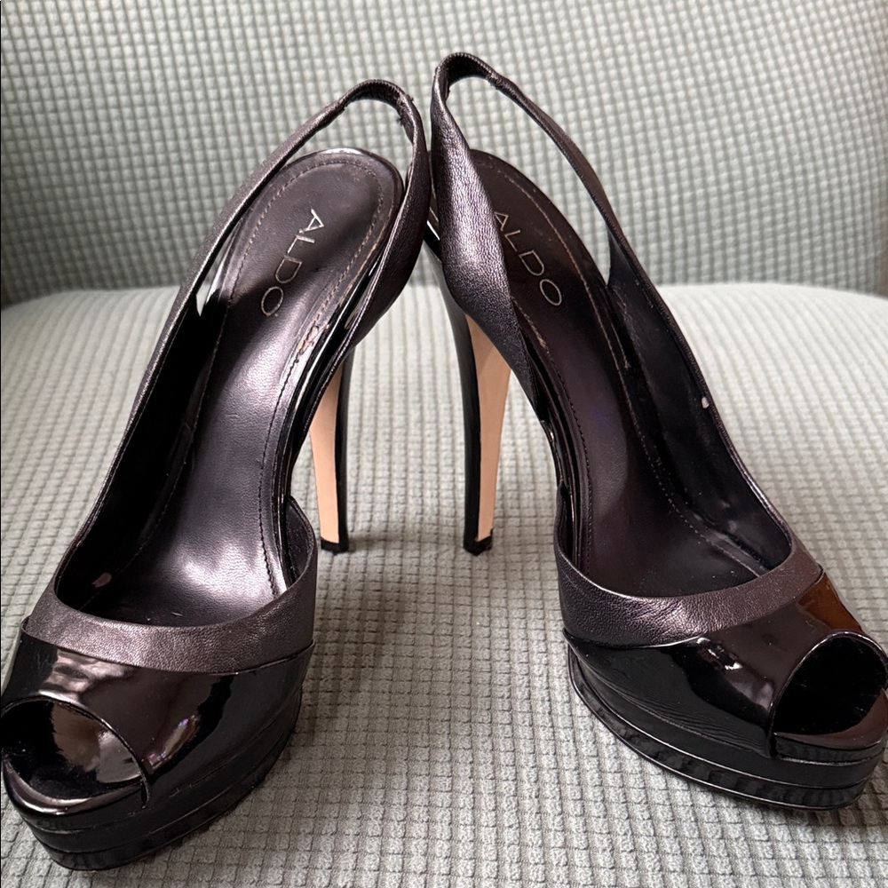 Elegant Black Slingback Heels 5”, Aldo Used - Picture 8 of 16